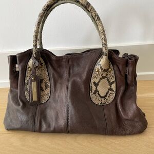 Brown leather tote